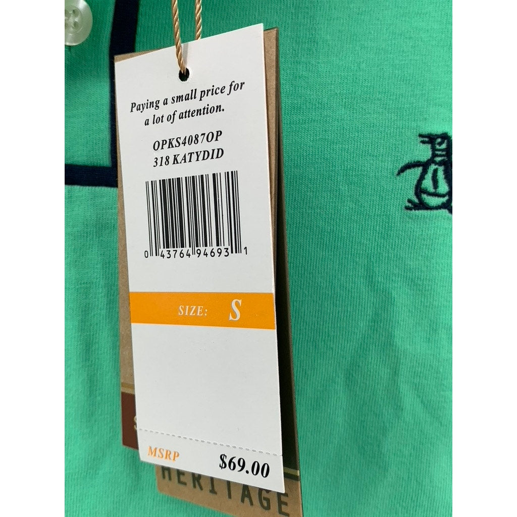 PENGUIN Men's Light Green Heritage Slim-Fit Short Sleeve Polo SZ S
