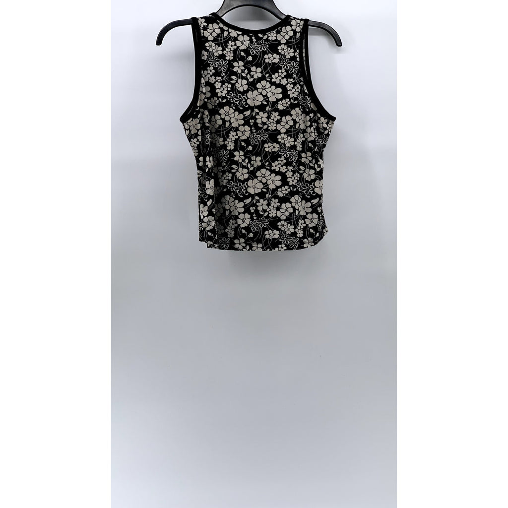 TAIL Women's Black-Beige Textured Floral Scoop-Neck Sleeveless Tank Top SZ S