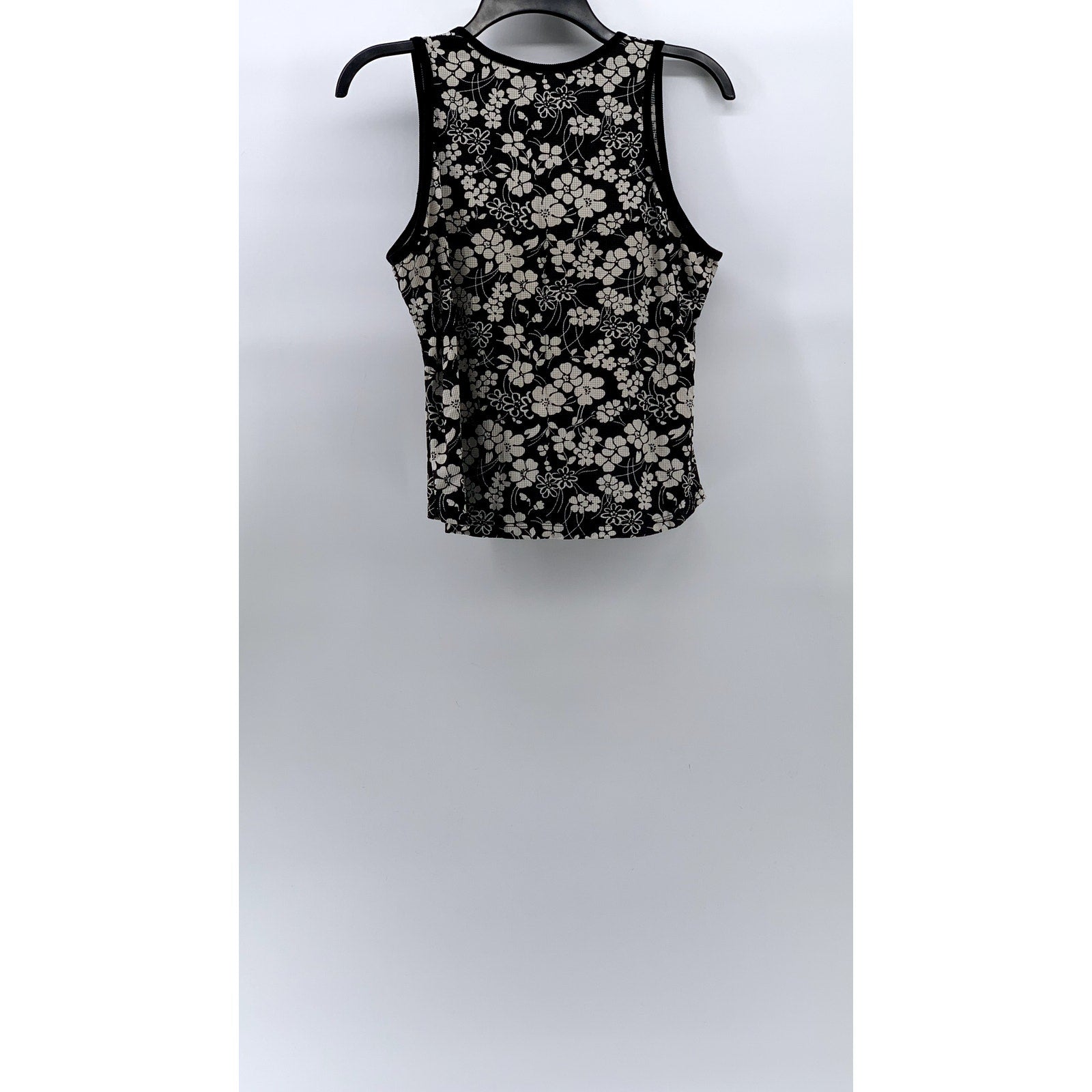 TAIL Women's Black-Beige Textured Floral Scoop-Neck Sleeveless Tank Top SZ S