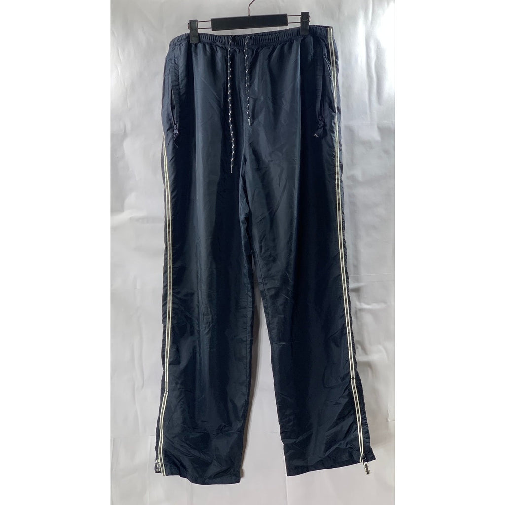 GAP Men's Navy Blue Stripe Drawstring Nylon Relaxed-Fit Track Pants SZ M
