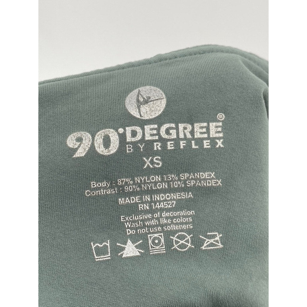 90 DEGREE BY REFLEX Women's Green Solid High-Rise Pull-On Bike Shorts SZ XS