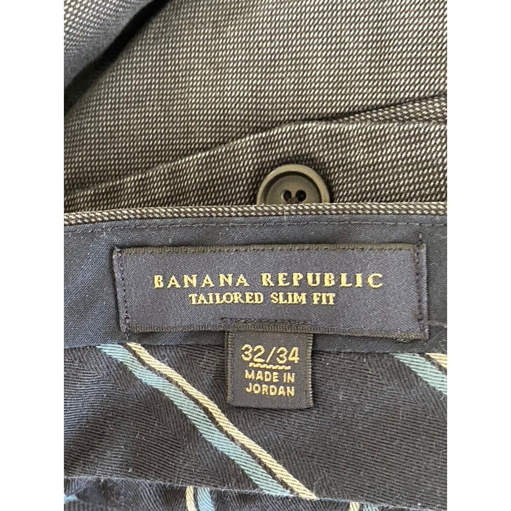 BANANA REPUBLIC Men's Classic Navy Tailored Slim-Fit Cotton Pant SZ 32X34