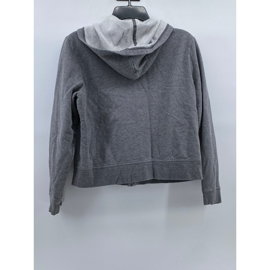 NY JEANS By New York & Company Women’s Gray Zip-Up Hooded Cropped Sweater SZ M