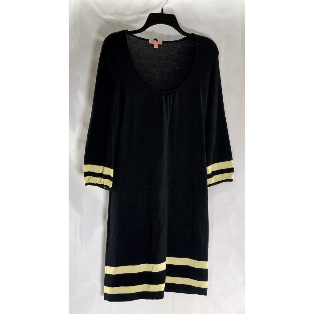 LILLY PULITZER Women's Black Connie Stripe Long Sleeve Mini Sweater Dress SZ M