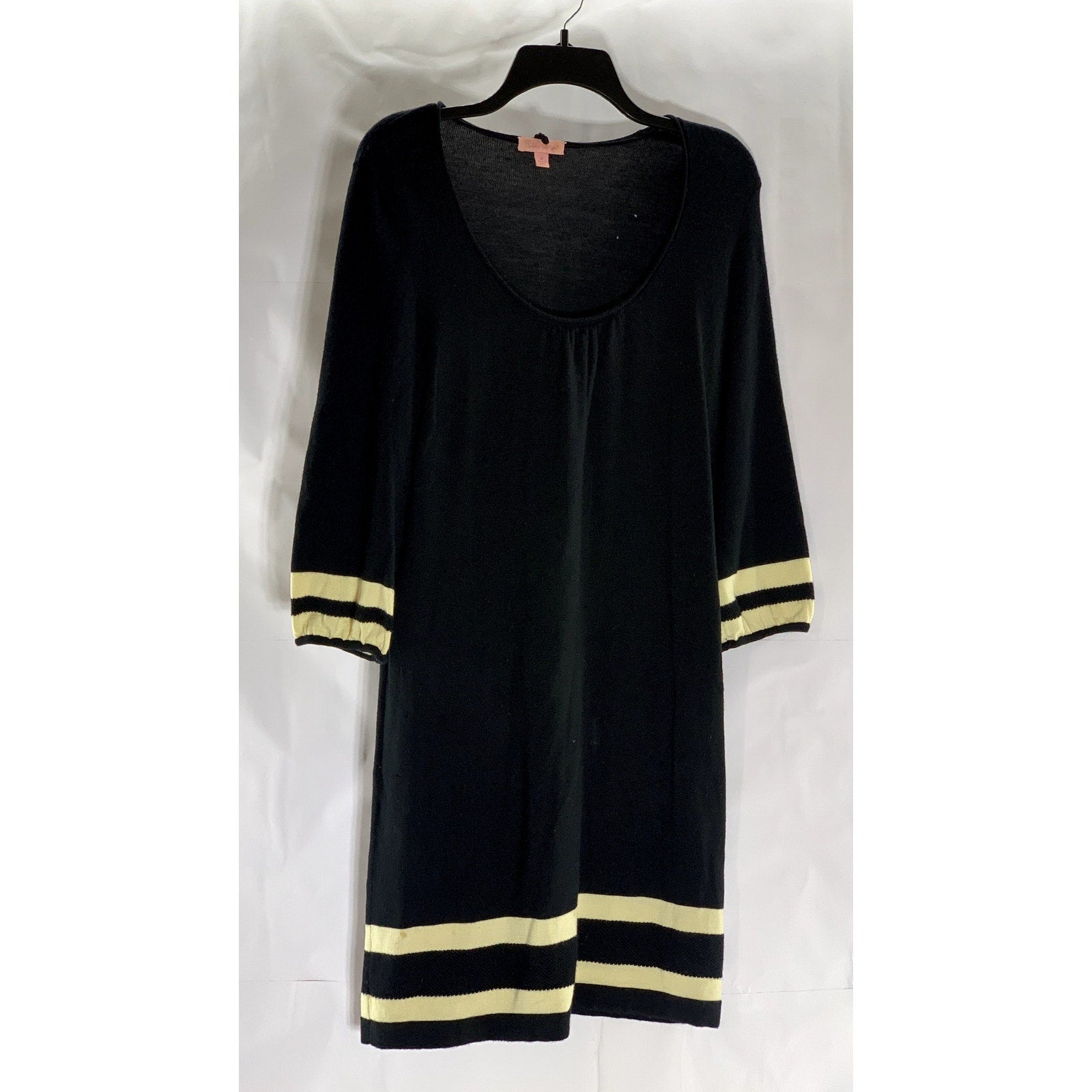 LILLY PULITZER Women's Black Connie Stripe Long Sleeve Mini Sweater Dress SZ M