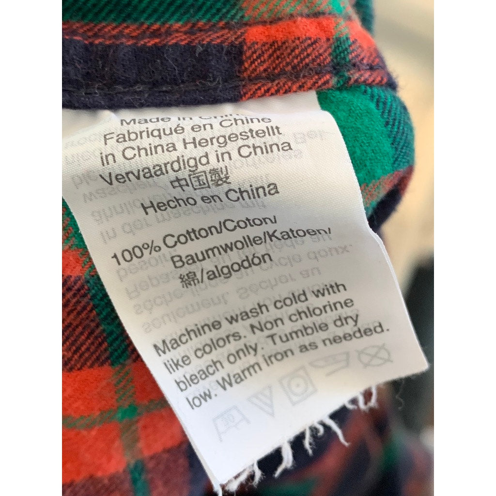 J. CREW Men's Navy/Green/Orange Plaid Yarn-Dyed Flannel Pajama Pant SZ M