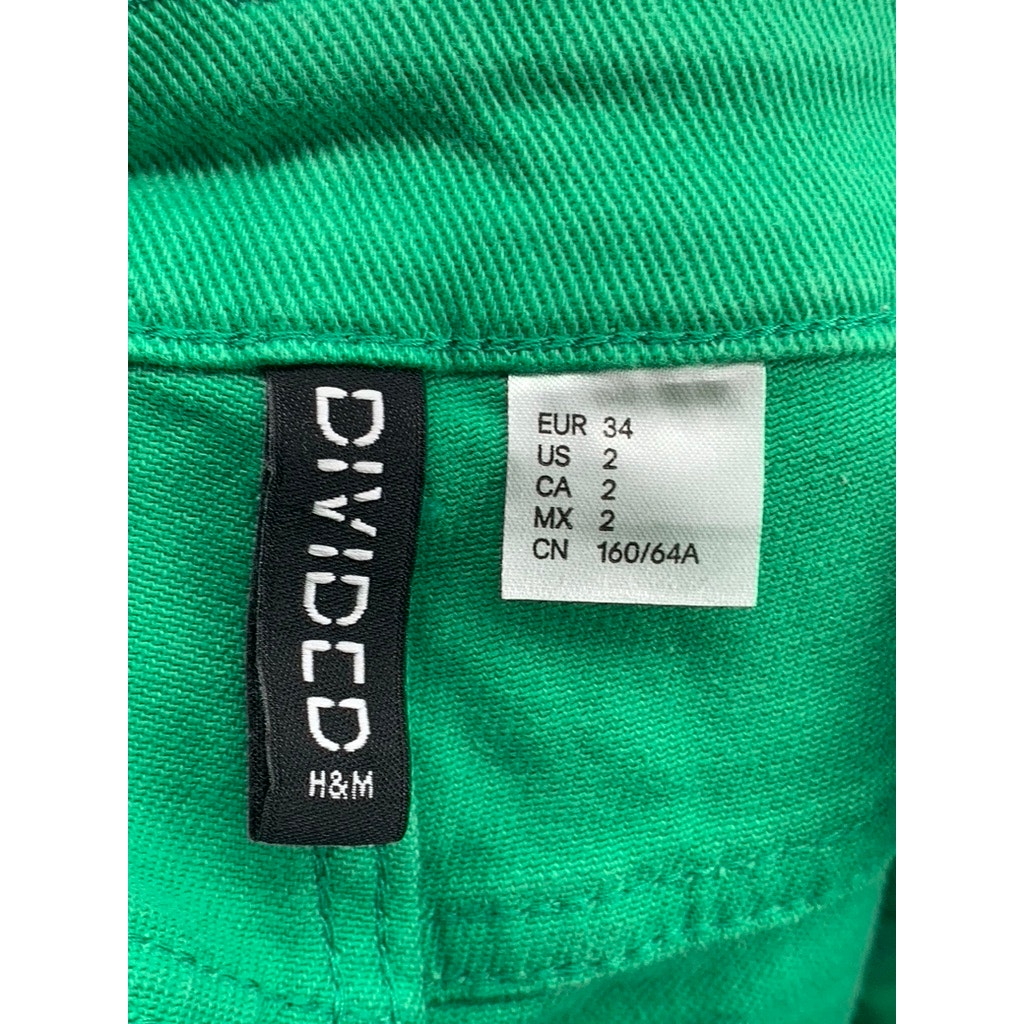 DIVIDED By H&M Women's Dark Green High-Rise Denim Wide-Leg Pants SZ 2