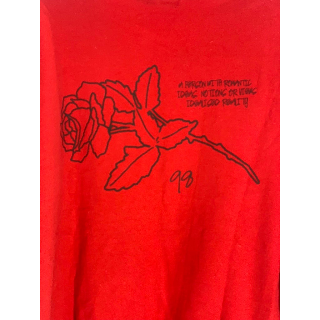 TOPMAN Women's Red Romantic Graphic Crewneck Pullover Sweatshirt SZ L