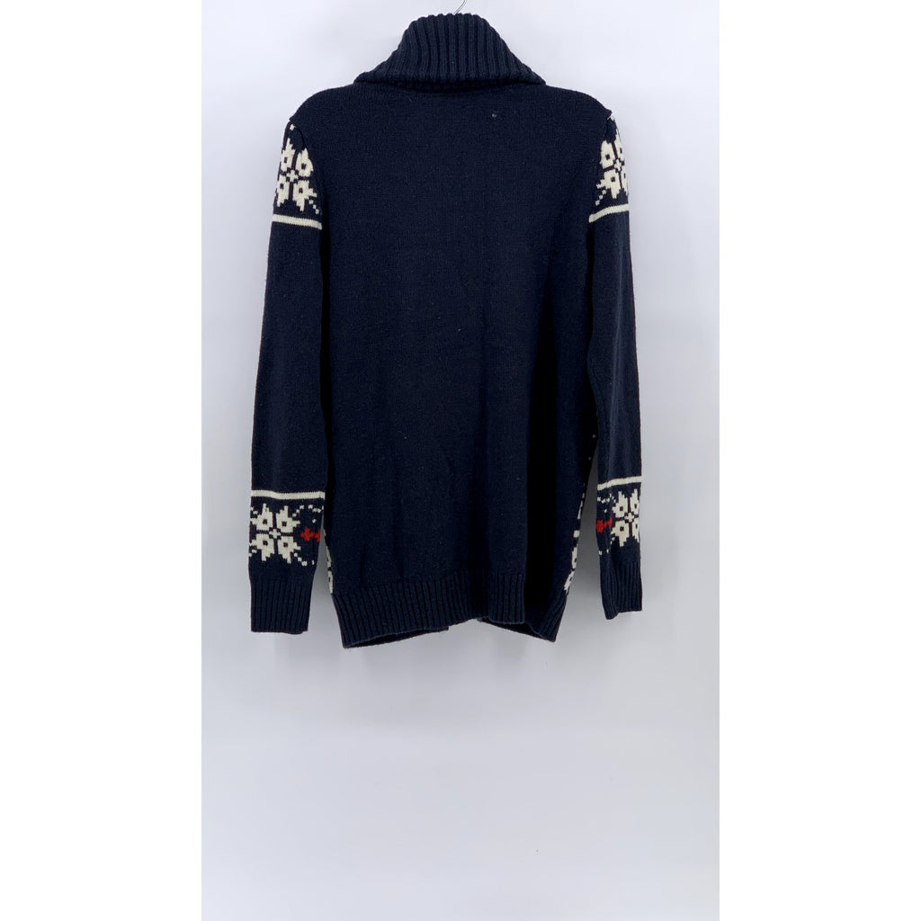 DIVIDED By H&M Men's Navy-White X-Mas Print Shawl Collar Knit Cardigan SZ S