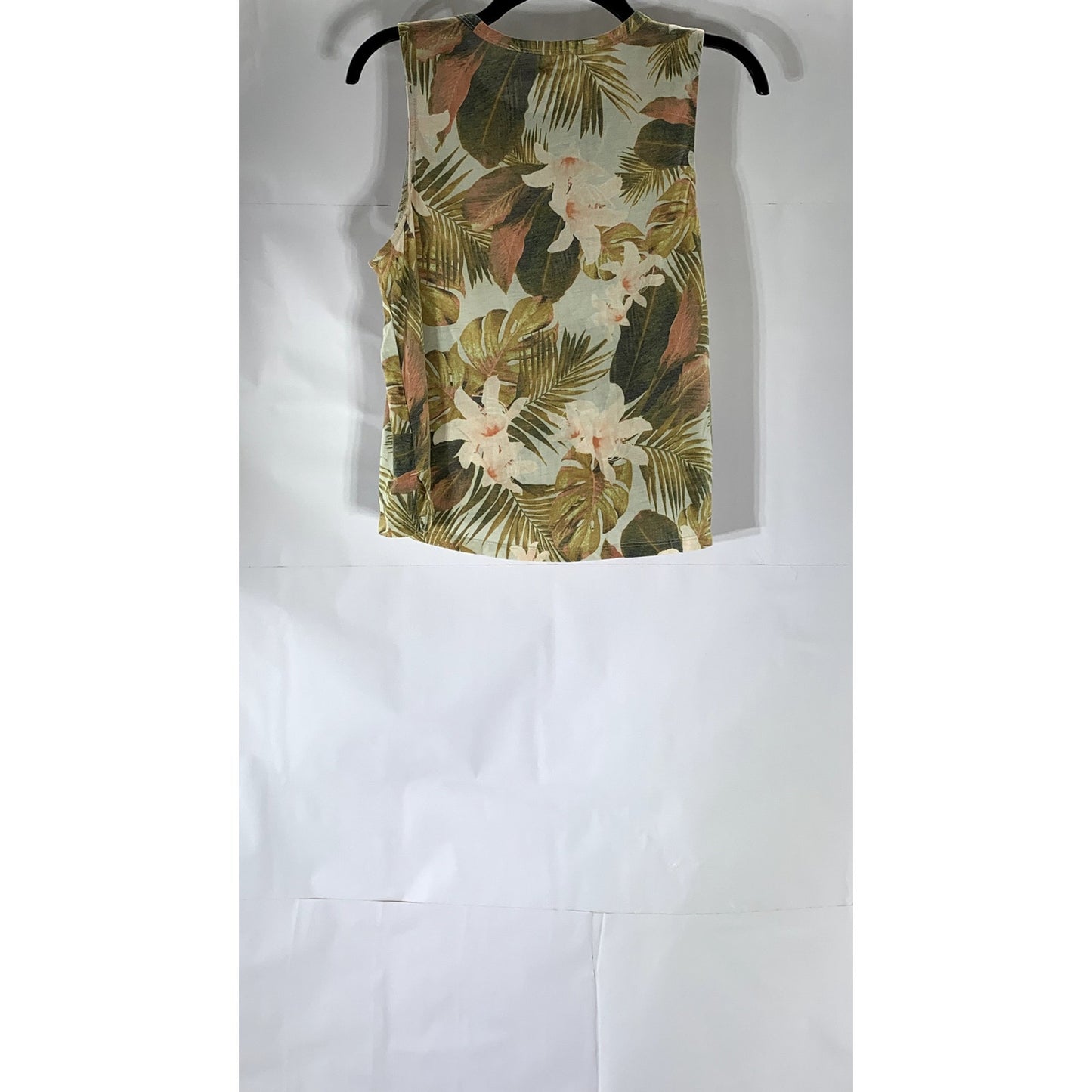 OLD NAVY ACTIVE Women’s Beige-Green Tropical Floral Go-Dry Crewneck Tank Top SZM