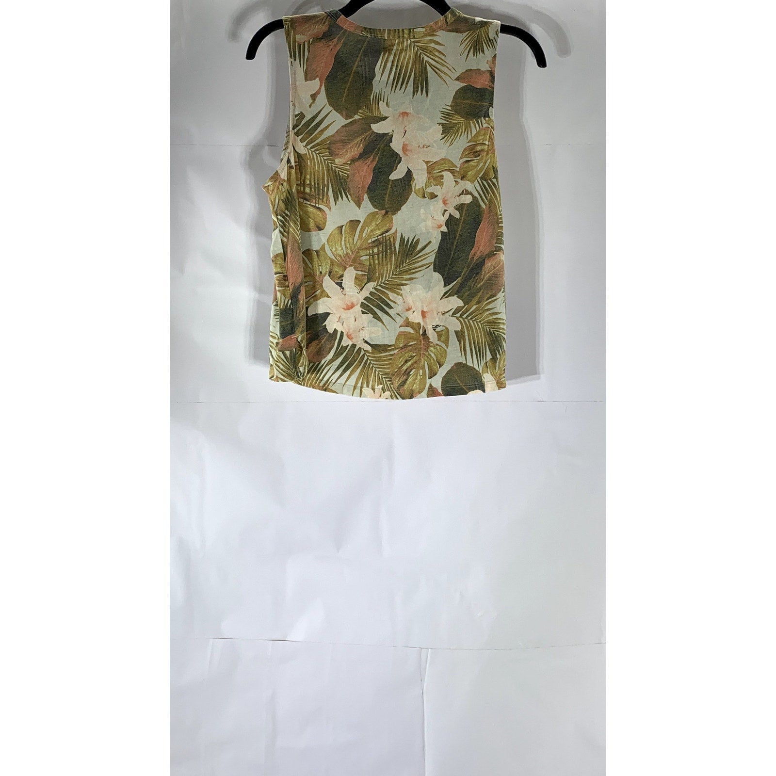OLD NAVY ACTIVE Women’s Beige-Green Tropical Floral Go-Dry Crewneck Tank Top SZM