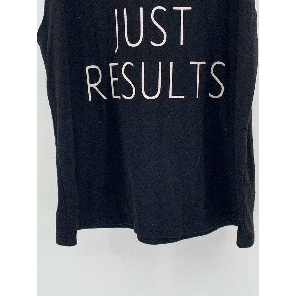 CHIN UP Apparel Women's Black-White No Regrets Just Results Tank Top SZ M