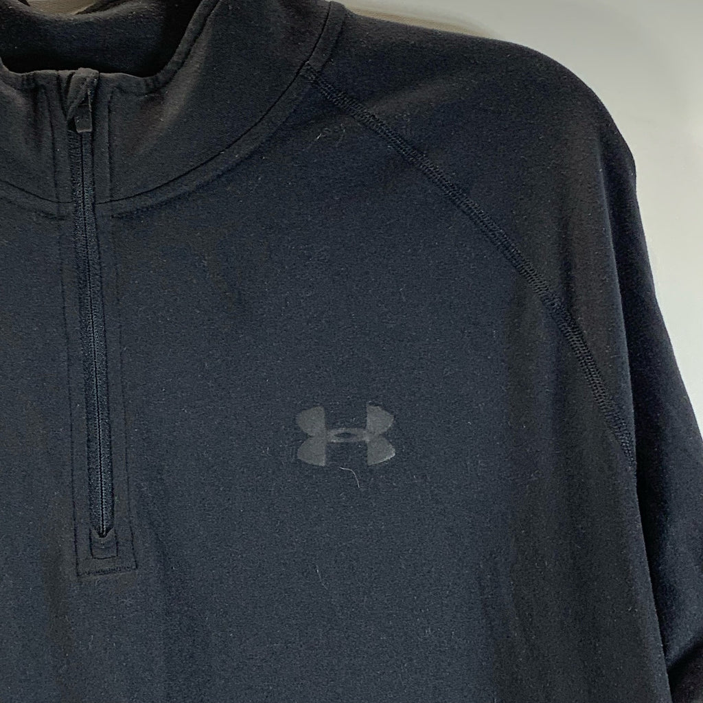 UNDR ARMOUR Men's Black UA Tch Quarter-Zip Stand Collar Long Sleeve Shirt SZ L