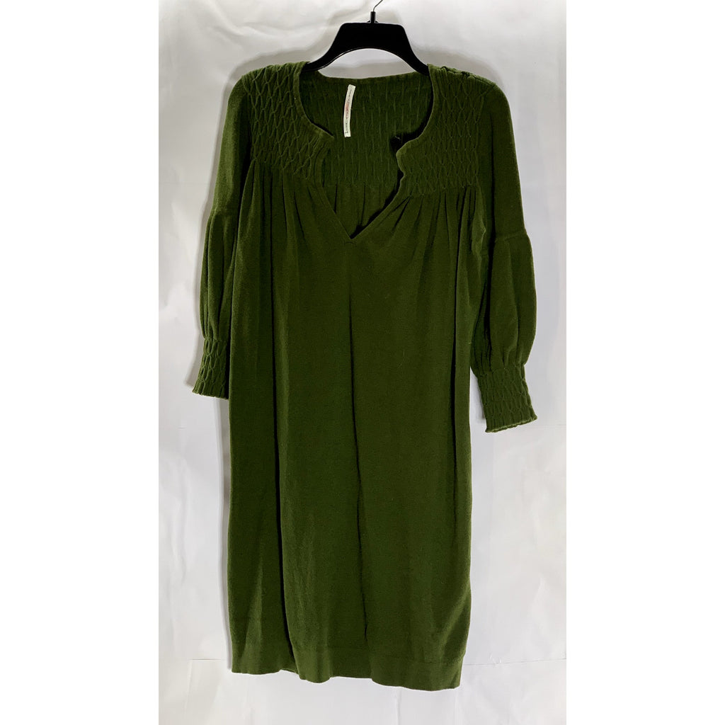 DIANE VON FURSTENBERG Women's Dark Green Split-Collar Long Sleeve Midi Dress SZM