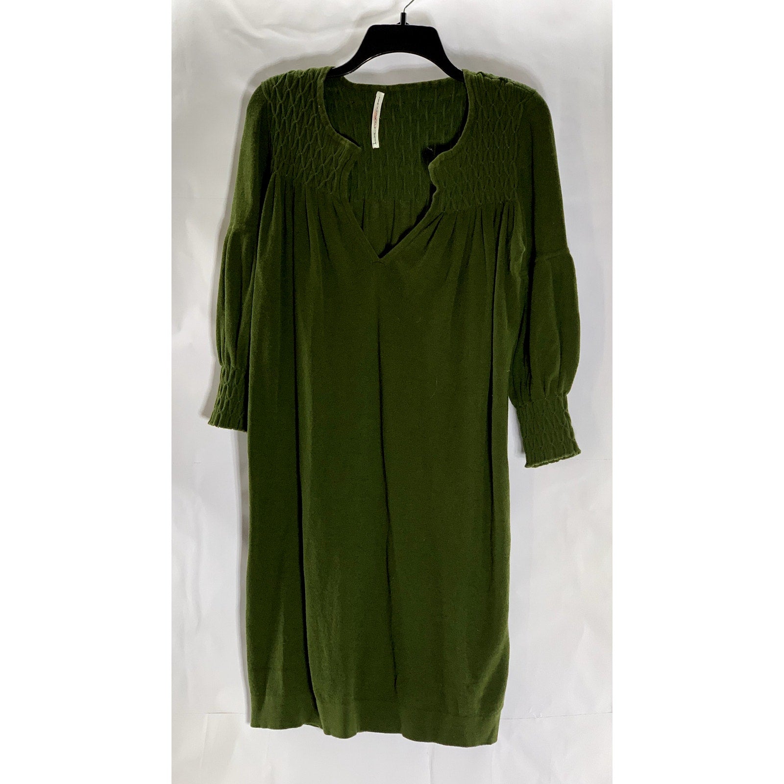 DIANE VON FURSTENBERG Women's Dark Green Split-Collar Long Sleeve Midi Dress SZM