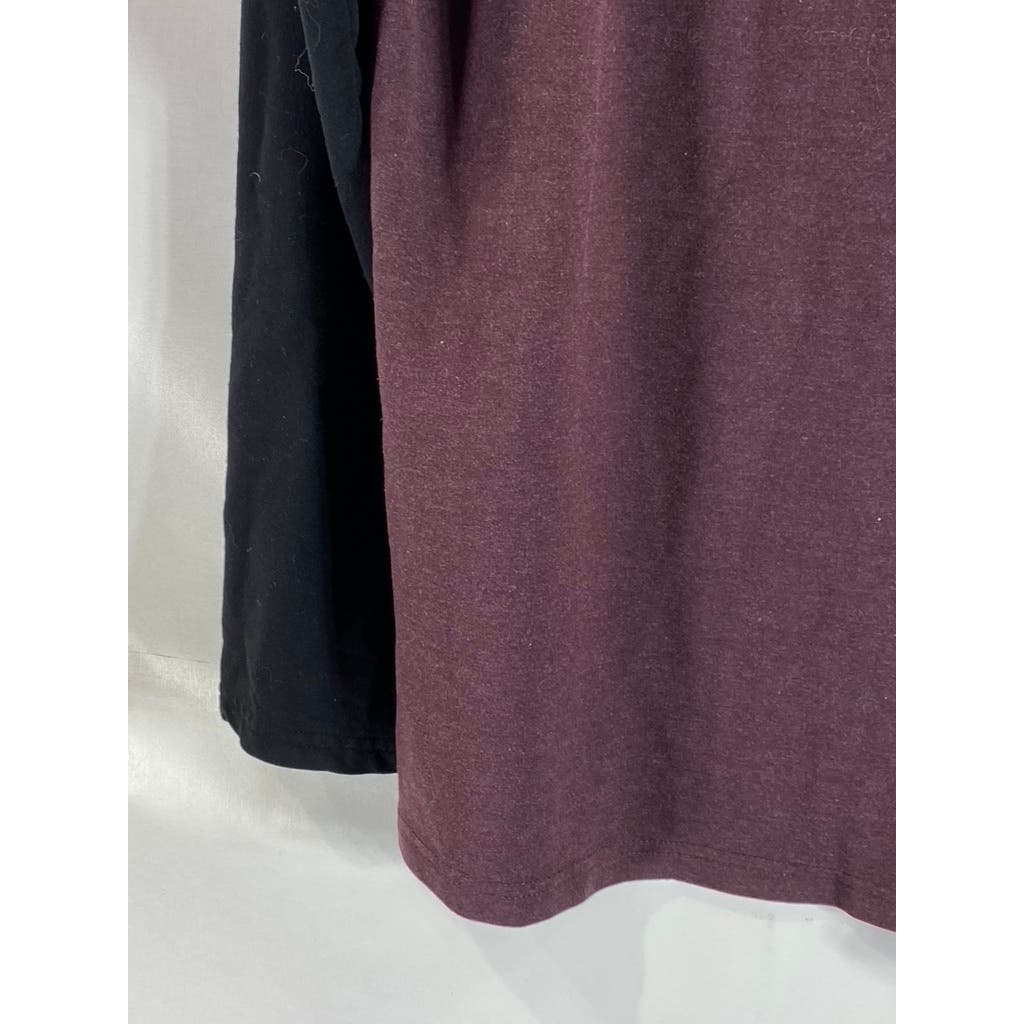 ORVIS Men's Burgundy/Black Crewneck Colorblock Raglan Long Sleeve T-Shirt SZ L