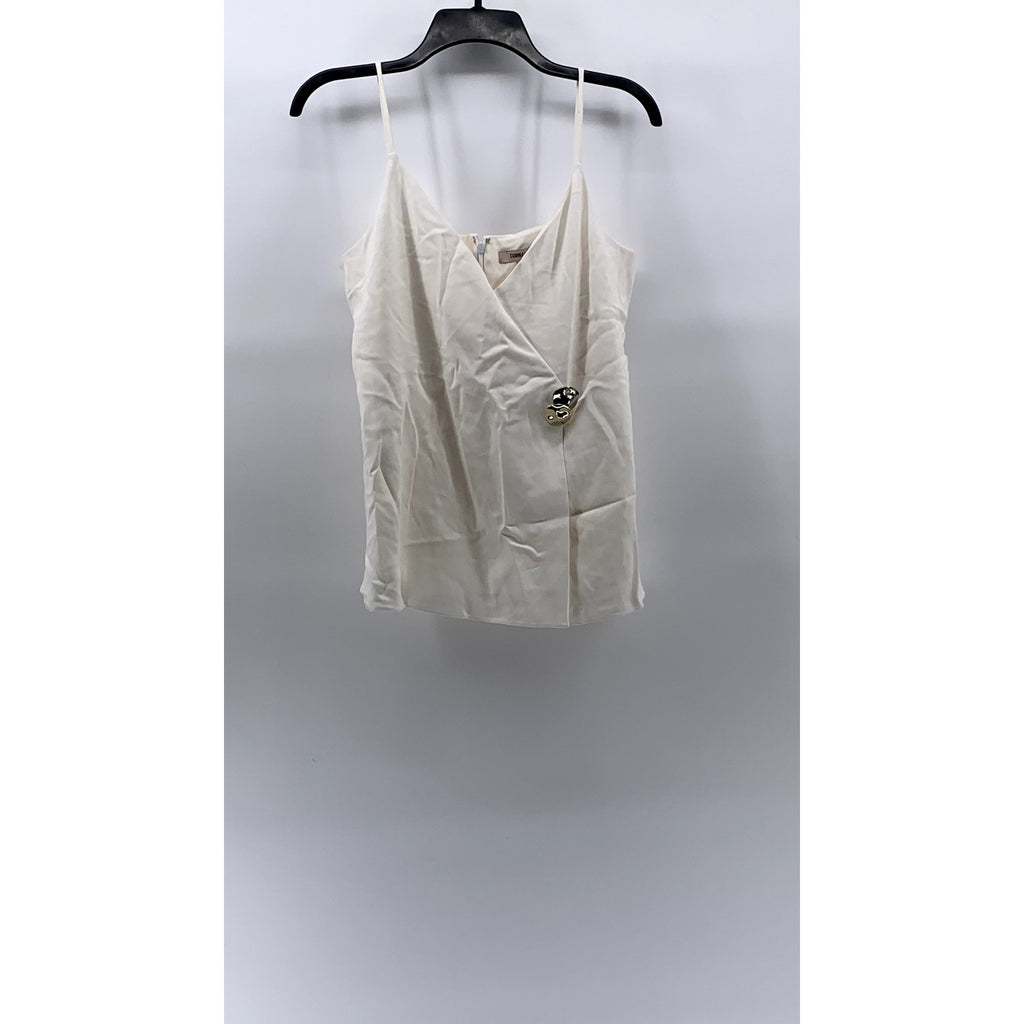 CUSHNIE ET OCHS Women’s Cream Wrapover Spaghetti Strap Embellished Tank Top SZ 8