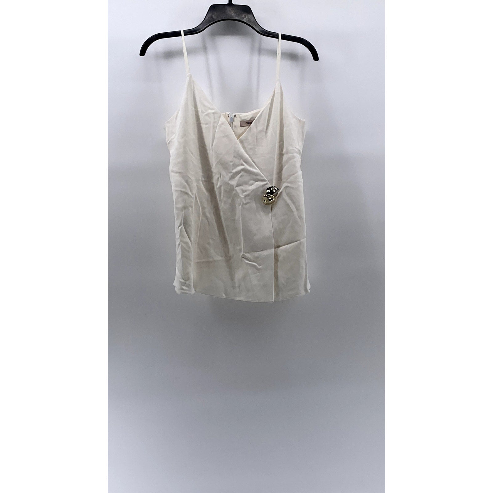 CUSHNIE ET OCHS Women’s Cream Wrapover Spaghetti Strap Embellished Tank Top SZ 8