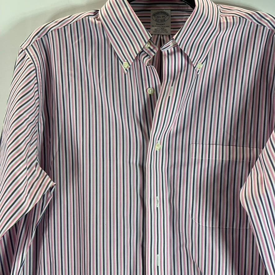 BROOKS BROTHERS Men's Pink Striped Original Polo Regent Regular-Fit Shirt SZ15.5