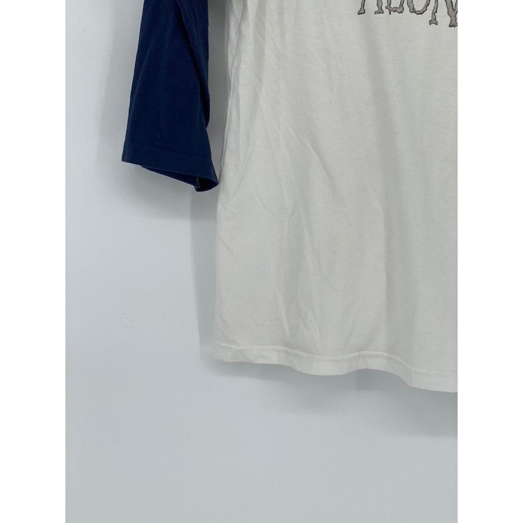 BELLA + CONVAS Women's Navy Blue-White Agatha All Along Crewneck Top SZ S