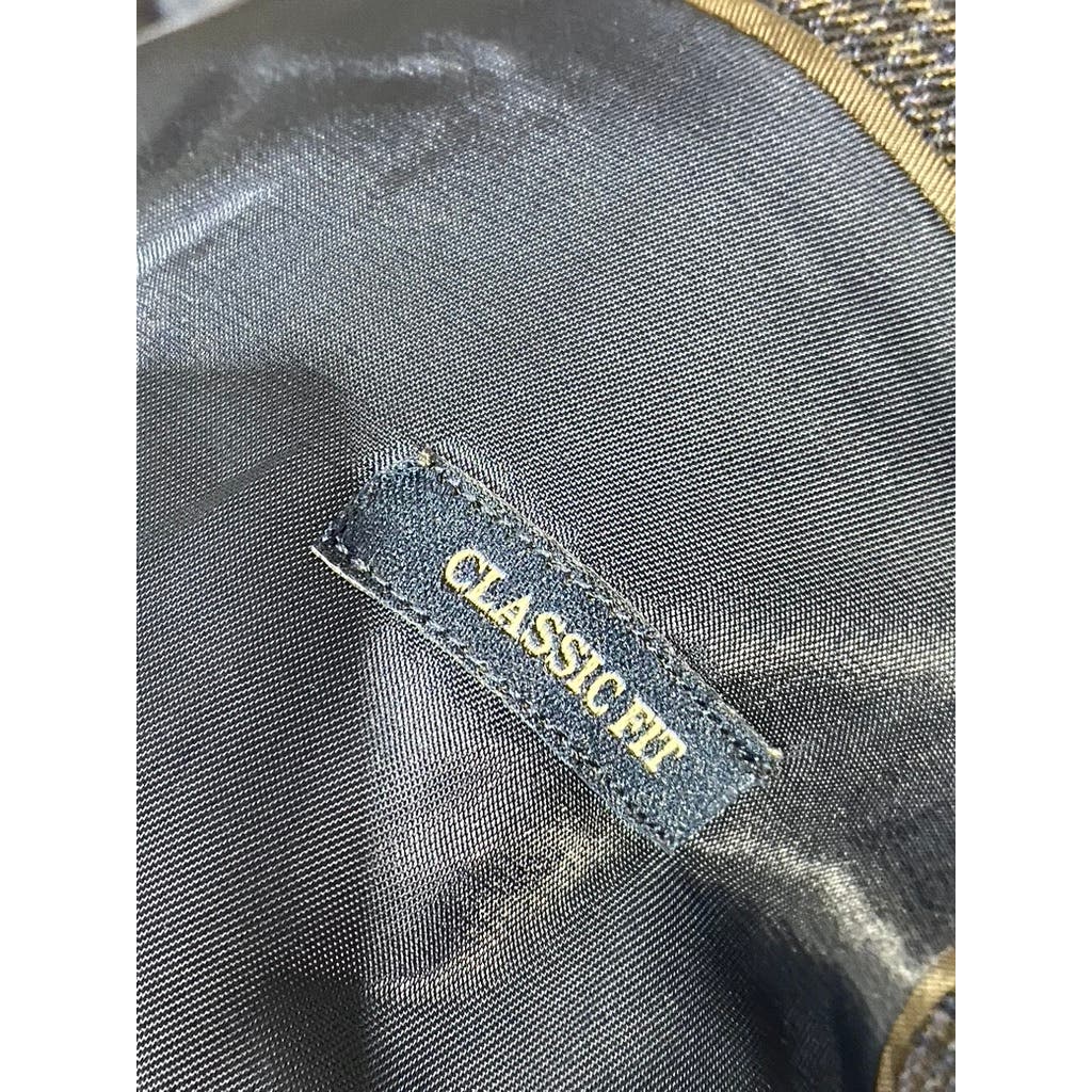 JOSEPH & FEISS GOLD Men's Grey Plaid Classic-Fit Wool Sport Coat SZ 50R