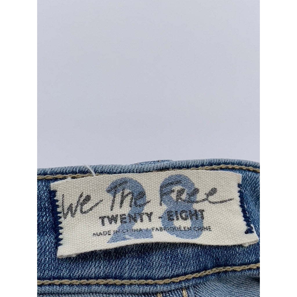WE THE FREE Women's Light Wash Denim Button-Front Raw Flare Jeans SZ 28