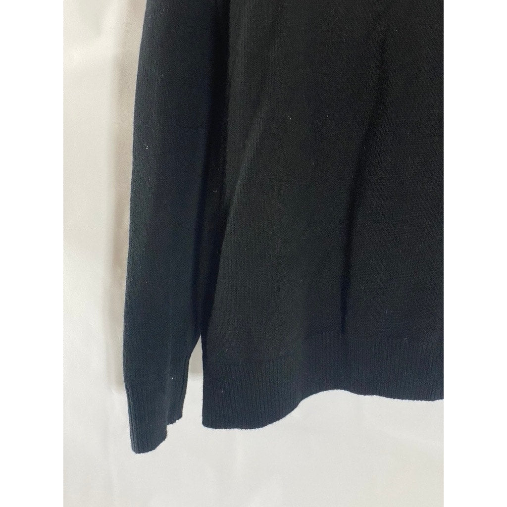 KANGOL Men's Black Knit Embroidered Logo Crewneck Long Sleeve Sweater XL