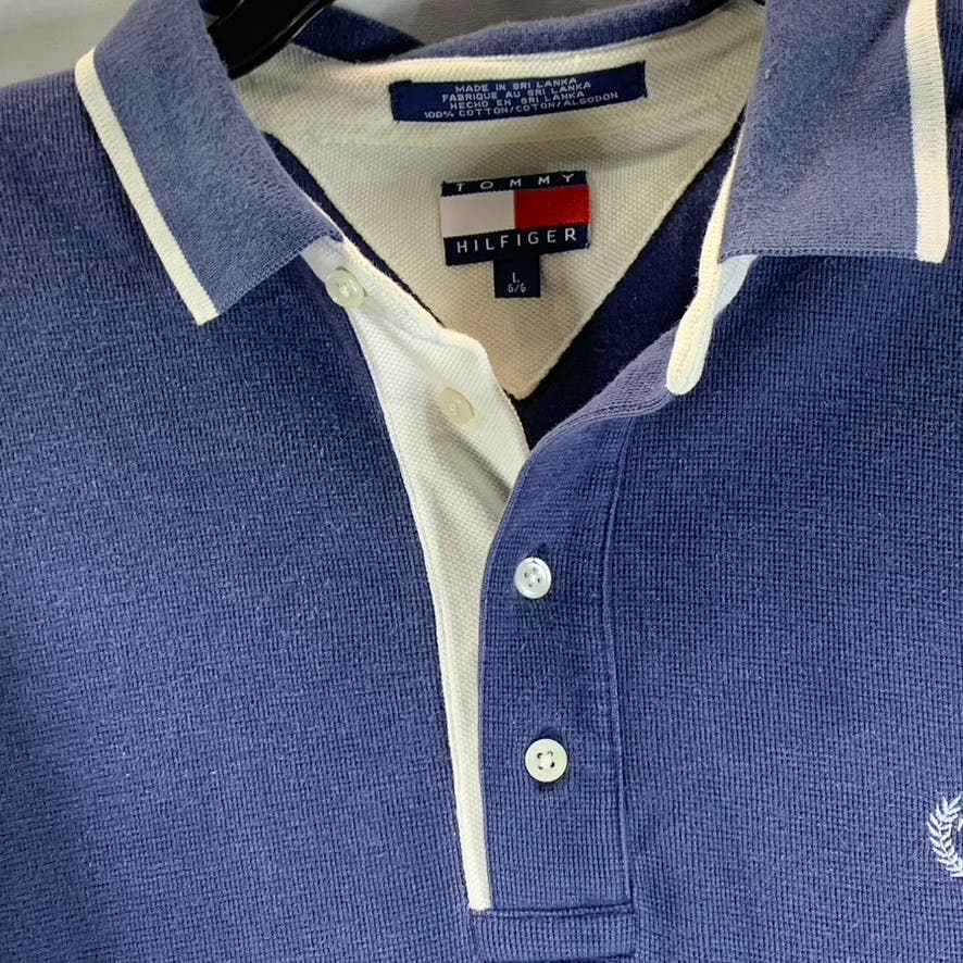 TOMMY HILFIGER Men's Navy Vintage Short Sleeve Polo Shirt SZ L