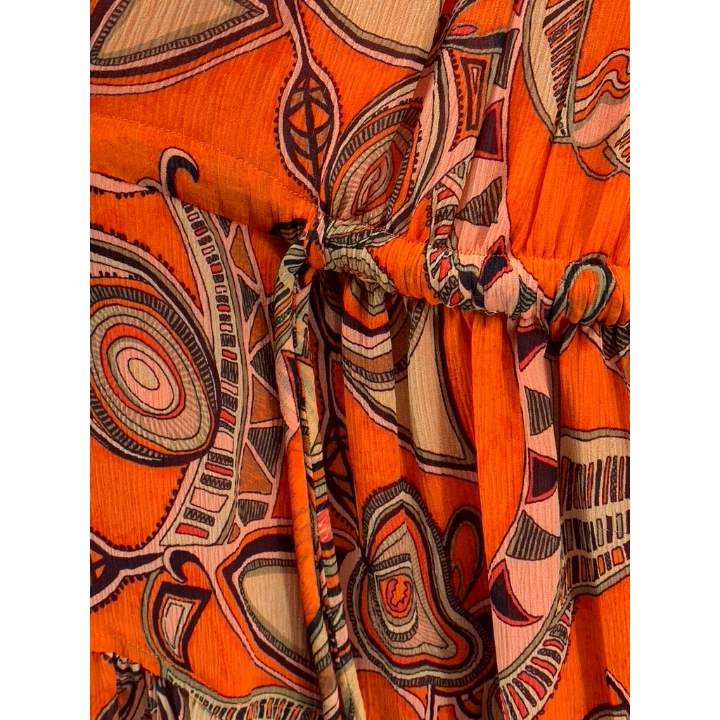 A.L.C Women's Orange Silk Bella Paisley Halter Mini Dress SZ 8