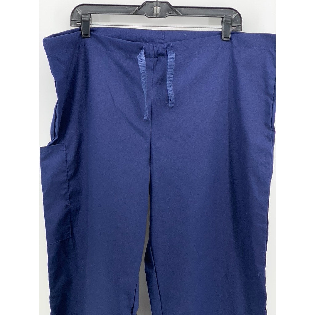 FUNDAMENTALS Men's Navy Solid Straight Leg Scrub Pants SZ M