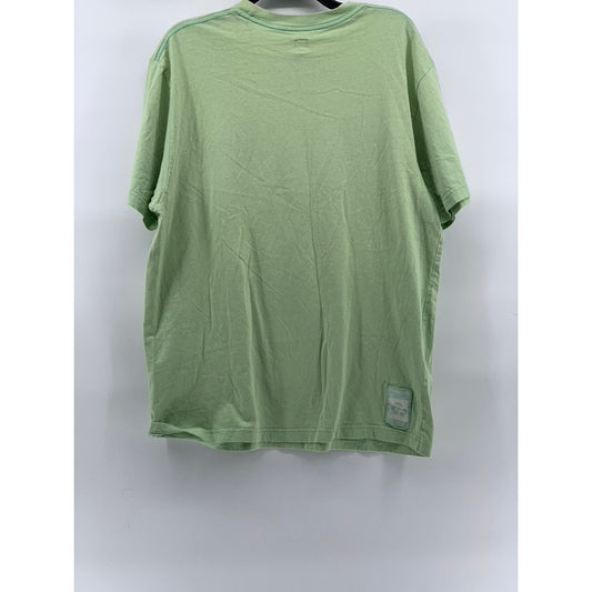 ADIDAS Men’s Lime Green Vintage Crewneck Graphic Recycled Logo T-Shirt SZ XL