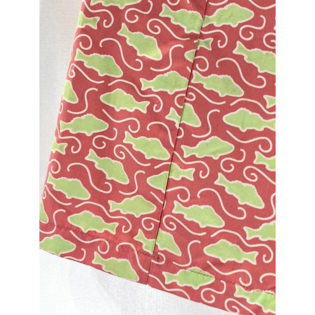 VINEYARD VINES Women's Pink/Green Fish Printed Wrap Mini Skirt SZ L