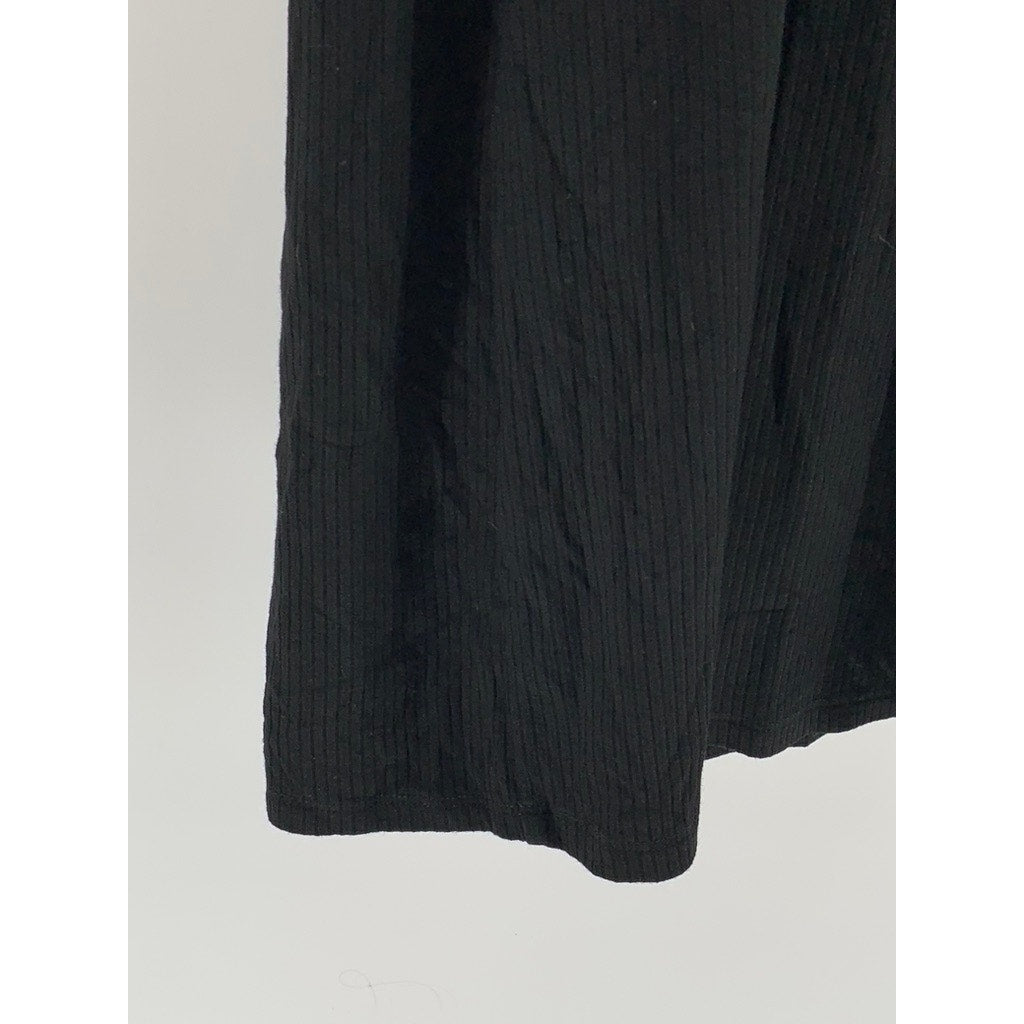 SEZANE Women's Black Ribbed Straight-Neck Side-Slit Midi Dress SZ 38(US6)