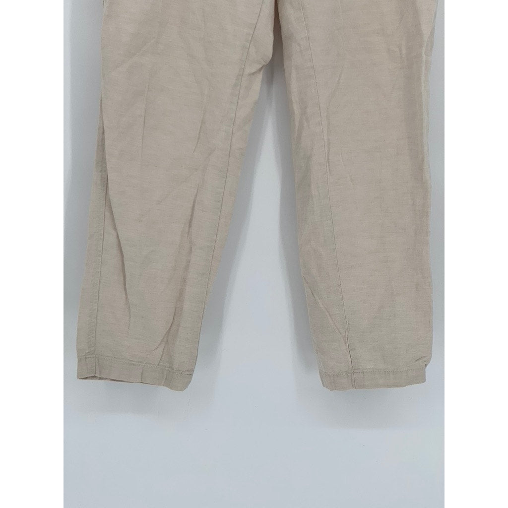 UNIQLO Women's Beige Cotton-Linen Blend Relaxed-Straight Fit Pant SZ S