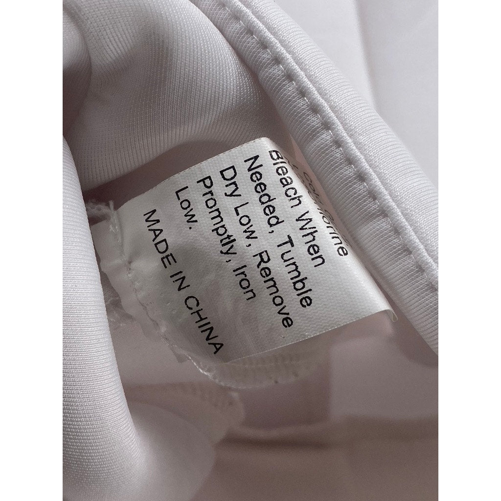 UNBRANDED Women's White Solid High Collar Button-Up Cropped Vest Top SZ S