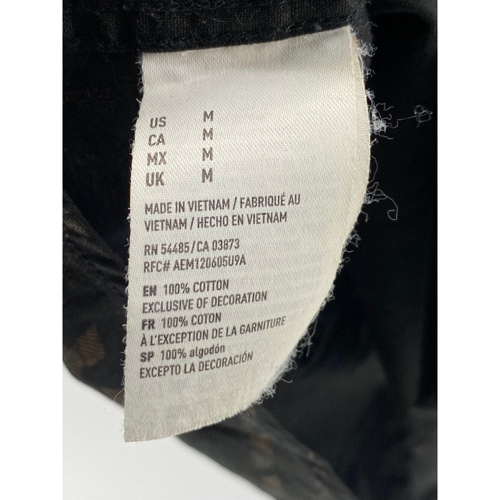 AMERICAN EAGLE Men's Black-Beige Printed Classic-Fit Button-Up Shirt SZ M