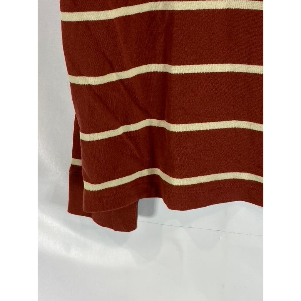 UNTUCKIT Men's Red/Yellow Julius Striped Regular-Fit Long Sleeve Polo Shirt SZ M