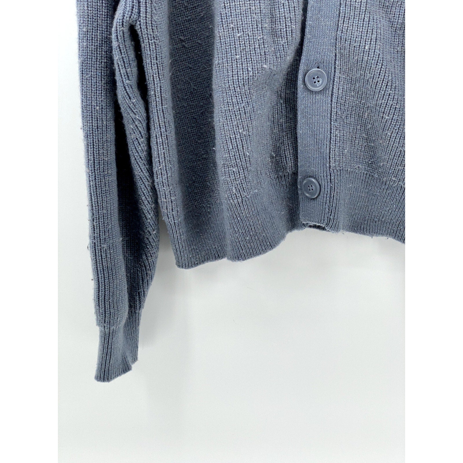 ZARA Men's Blue Ribbed V-Neck Long Sleeve Button-Up Cardigan SZ M