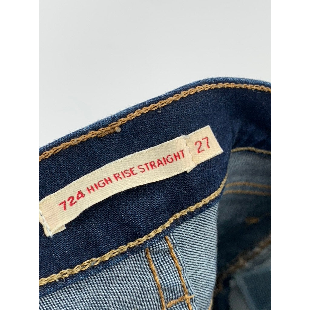 LEVI'S Women's Indigo Blue Denim 724 High-Rise Straight Five-Pocket Jeans SZ 27