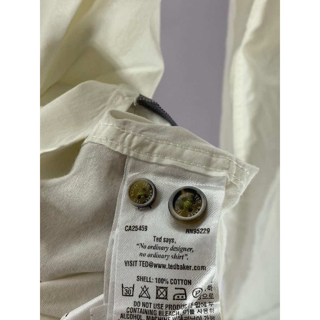 TED BAKER LONDON Men's Off-White Regular Fit Button-Up Long Sleeve Shirt SZ 4(L)