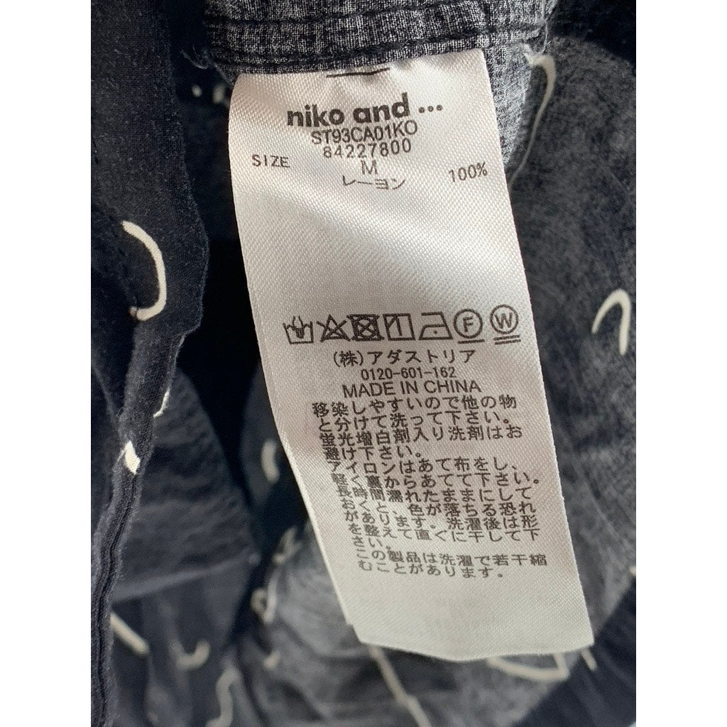 NIKO AND ... Men's Black Scribble Button-Up Short Sleeve Regular-Fit SZ 3(USM)