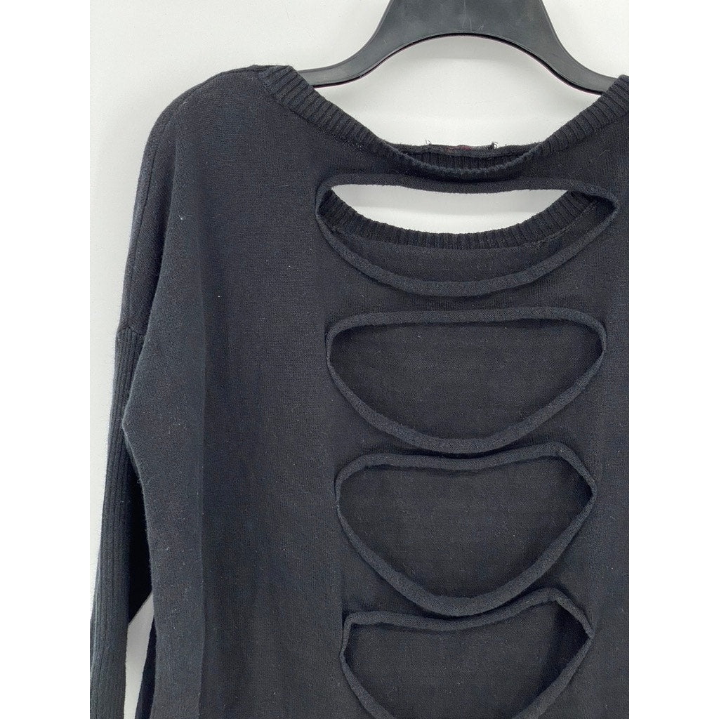 DREAM CATCHER Women's Black Solid Cutout Back Long Sleeve Scoop-Neck Top SZ XL