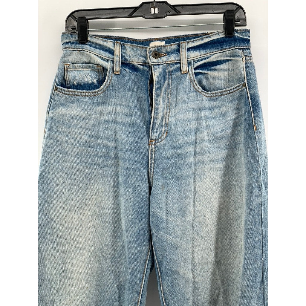 SNEAK PEEK Women's Medium Wash Distressed Relaxed Fit Straight Jeans SZ 5/27