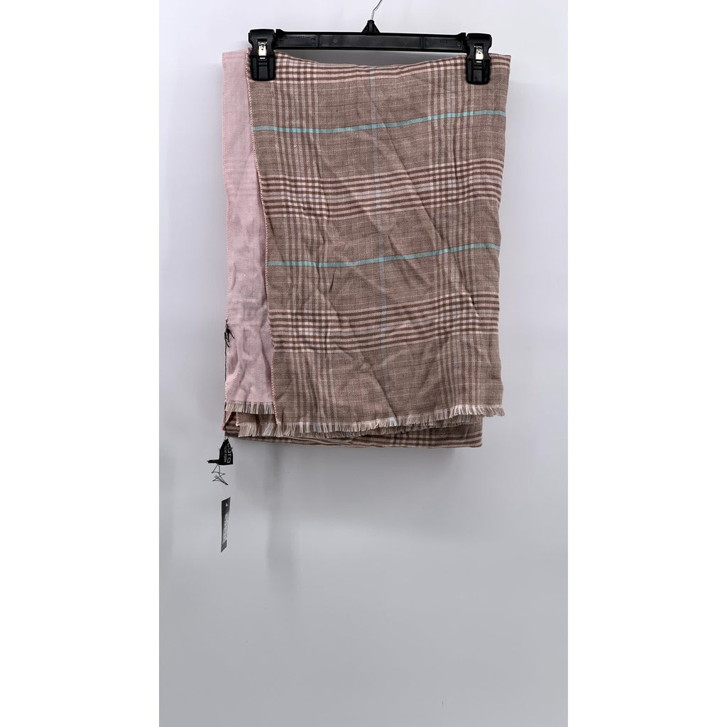 CARA NEW YORK Women's Pink-Brown Plaid Fringe Shawl