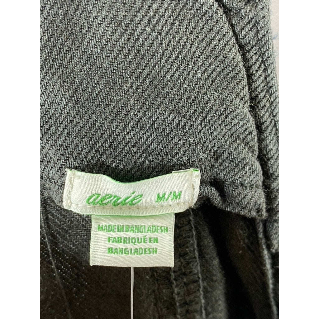 AERIE Women's Washed Black Denim Adjustable Straps Relaxed-Fit Jean Overall SZ M