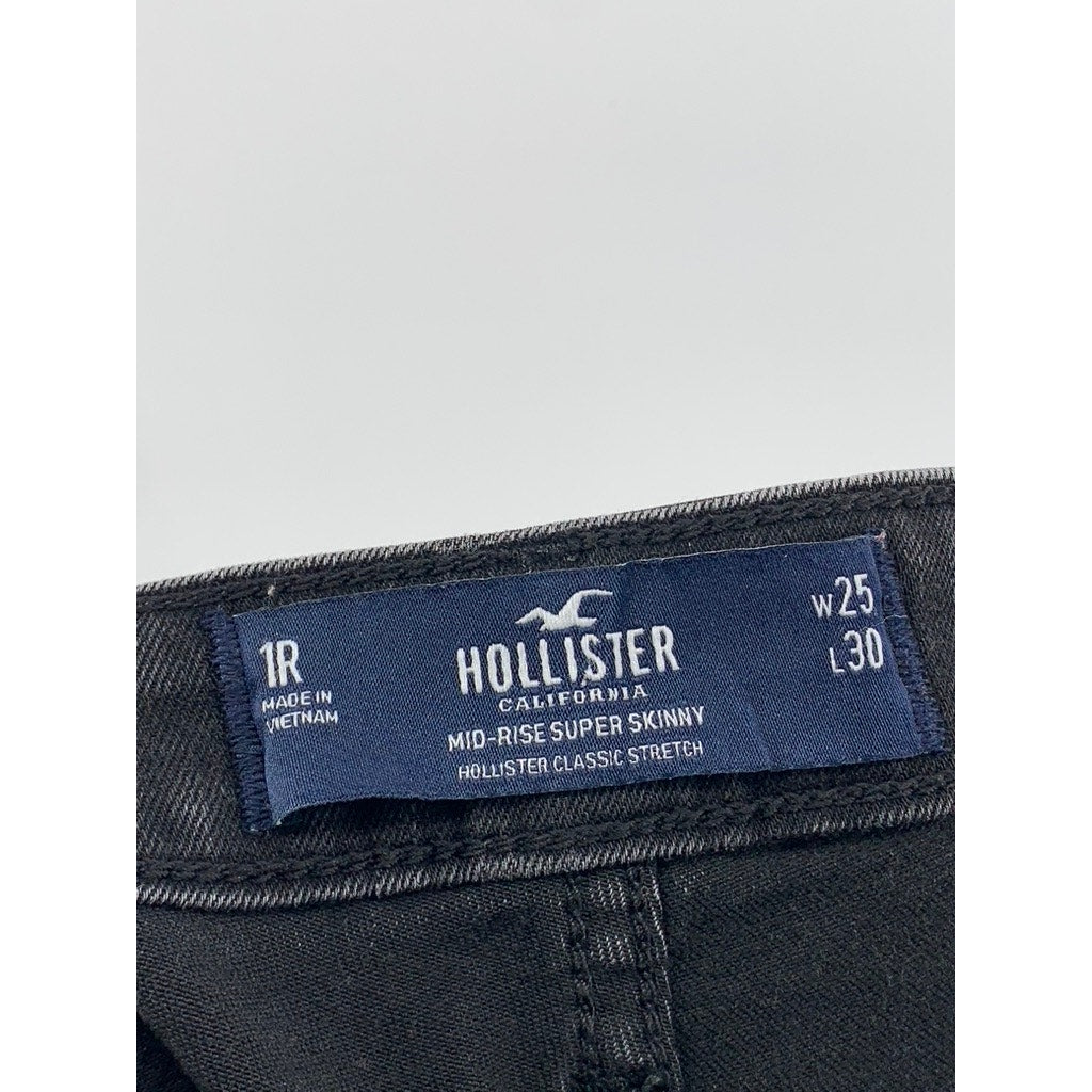 HOLLISTER Women's Black Mid-Rise Super Skinny Jeans SZ 25