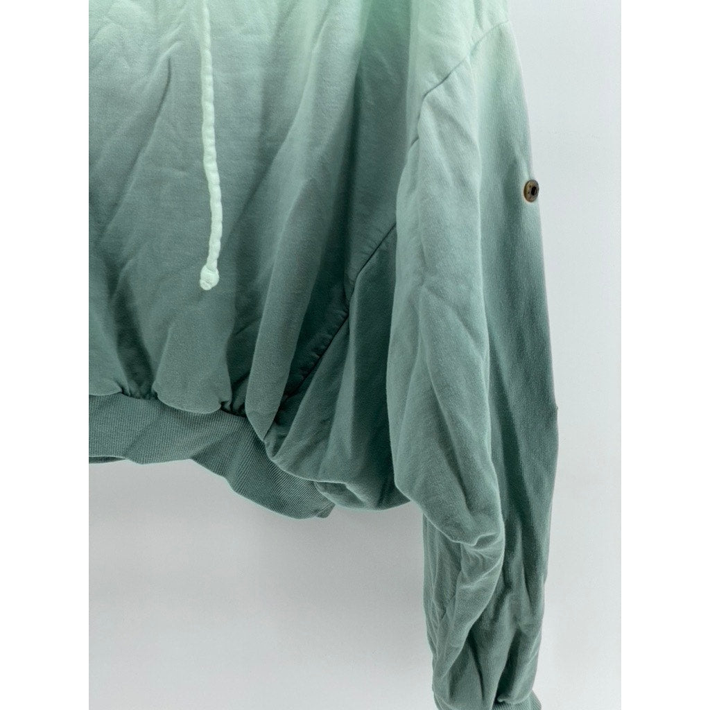 YOUNG FABULOUS AND BROKE Women's Green Ombre Hoodie SZ S/M