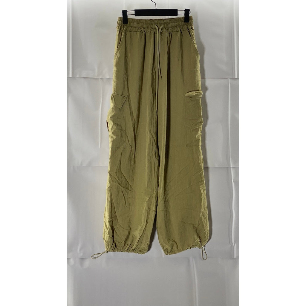 Women's Tan Cargo Bungee-Hem Pull-On Elastic Waist Pants SZ S