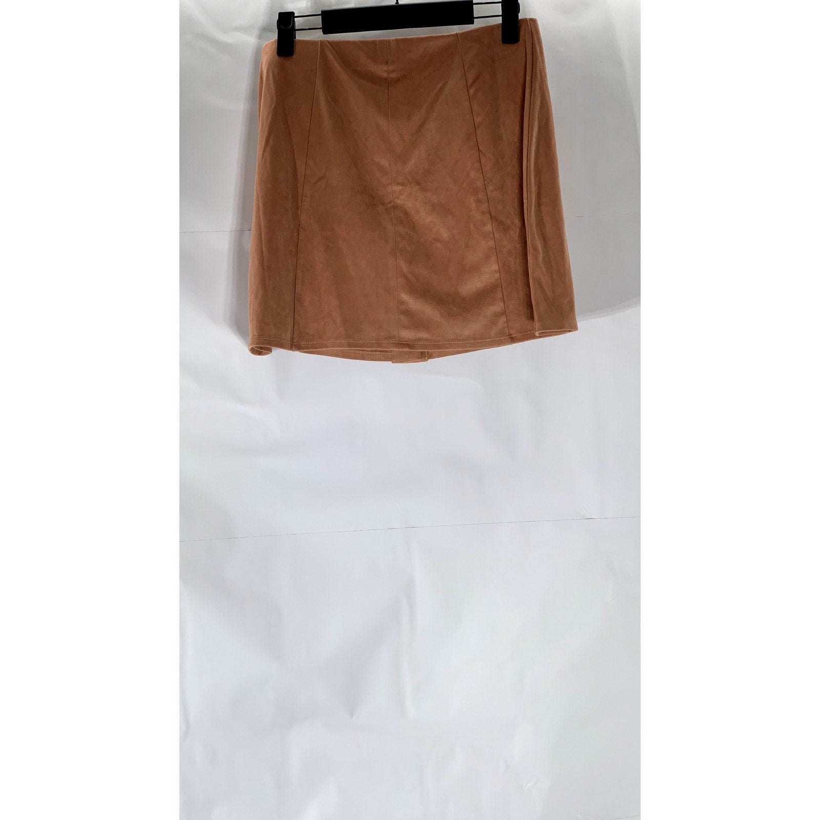 FOREVER 21 Women’s Salmon Pink Button-Front Faux-Suede Mini Skirt SZ M