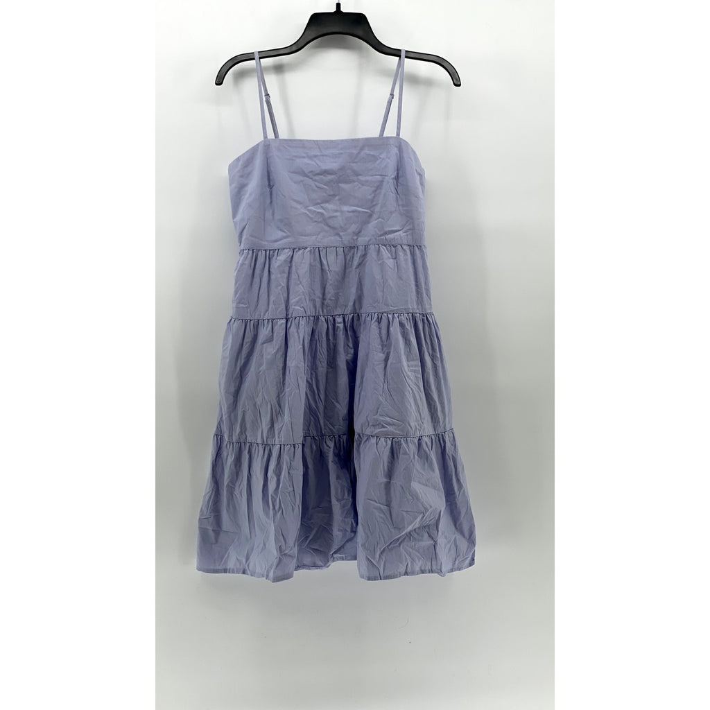 GAP Women's Lilac Straight-Neck Spaghetti Strap Tiered A-Line Mini Dress SZ 2